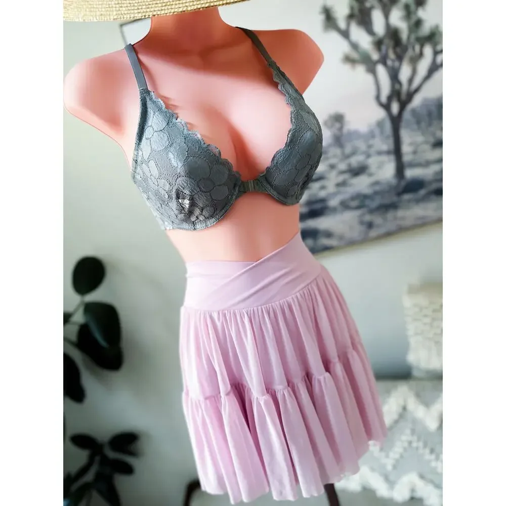 Aerie Moonlit Lace & Silvered Petals Unlined Floral Bralette 34D